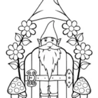 Gnome Garden Guardian Coloring Page
