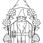 Gnome Garden Guardian Coloring Page