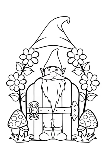 A coloring page of Gnome Garden Guardian Coloring Page