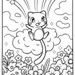 Mew and the Magical Floating Garden Coloring Page