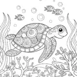 The Enchanted Turtle’s Adventure Coloring Page