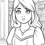 The Princess and the Magical Book Coloring Page