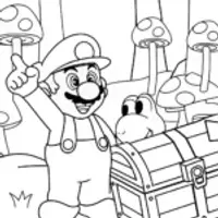 Mario and Yoshi’s Treasure Hunt Coloring Page