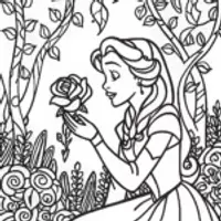Belle and the Magical Rose Coloring Page