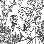 Belle and the Magical Rose Coloring Page
