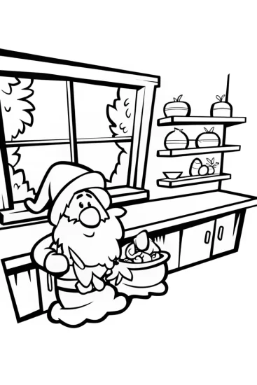 A coloring page of Gnome’s Crafty Workshop Adventure Coloring Page