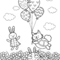 Springtime Balloon Adventure Coloring Page