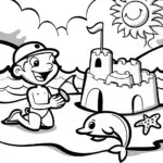 Blippi’s Ocean Adventure Camp Coloring Page