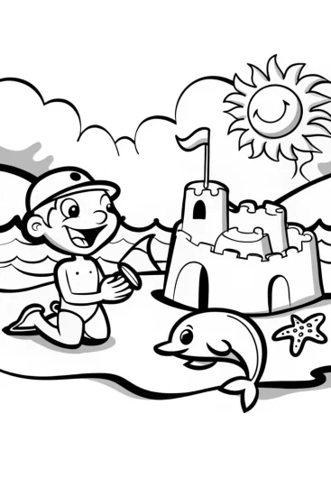 A coloring page of Blippi’s Ocean Adventure Camp Coloring Page