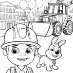 Blippi’s Colorful Construction Parade Coloring Page