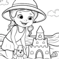 Summer Starry Seaside Adventure Coloring Page