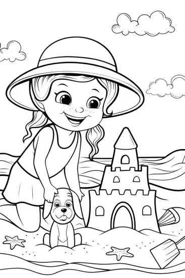 A coloring page of Summer Starry Seaside Adventure Coloring Page