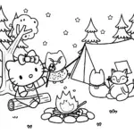 Hello Kitty’s Cozy Camping Adventure Coloring Page