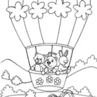 Rainbow Friends’ Hot Air Balloon Adventure Coloring Page