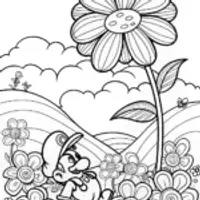 Mario’s Magical Garden Adventure Coloring Page