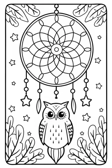 A coloring page of The Rainbow Dream Catcher Coloring Page