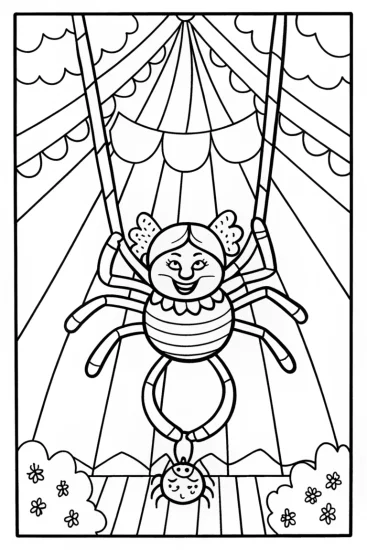 A coloring page of The Great Spider Circus Coloring Page