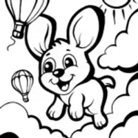 Puppy on a Cloudy Adventure Coloring Page