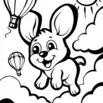 Puppy on a Cloudy Adventure Coloring Page