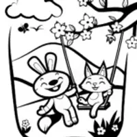 The Enchanted Spring Swing Coloring Page