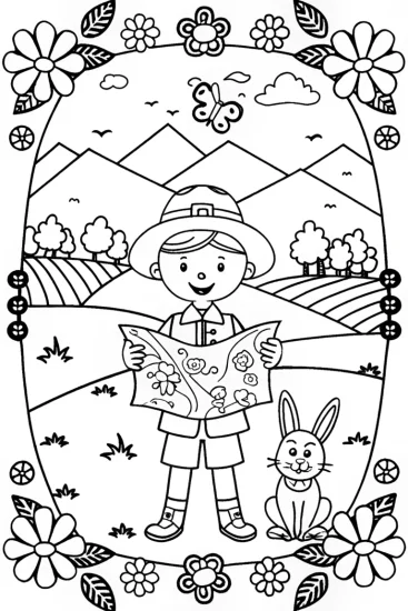 A coloring page of JJ’s Magical Countryside Adventure Coloring Page