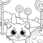Taffy the Cat in Candy Land Coloring Page