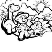 Blippi’s Adventure in Dinosaur Land Coloring Page