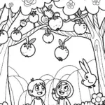 Springtime Adventure in the Enchanted Orchard Coloring Page