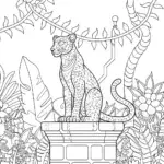 Panther Guardian of the Ancient Ruins Coloring Page