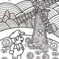 Mario’s Whimsical Windmill Adventure Coloring Page