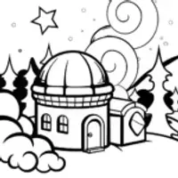 Gingerbread House Observatory Coloring Page