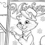 Whiskers the Cat’s Artistic Adventure Coloring Page