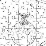 Baby Yoda’s Cosmic Puzzle Play Coloring Page