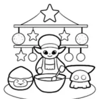 Baby Yoda’s Cosmic Bakery Coloring Page
