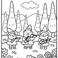 Gnome Garden Orchestra Coloring Page