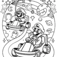 Mario and Luigi’s Galactic Race Coloring Page