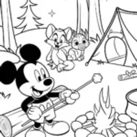 Mickey Mouse’s Camping Adventure Coloring Page