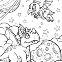 Dinosaur Space Explorers Coloring Page