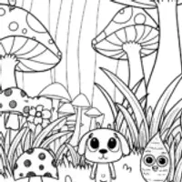 Puppy Adventurer in a Fantasy Forest Coloring Page