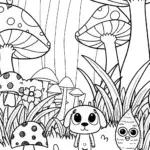 Puppy Adventurer in a Fantasy Forest Coloring Page