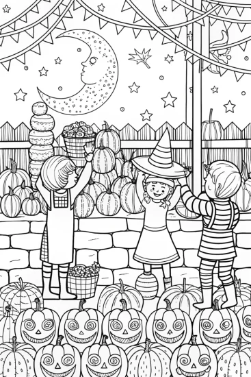 A coloring page of Halloween Harvest Festival Coloring Page