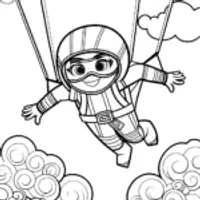 Ninja Skydiving Adventure Coloring Page