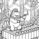 Godzilla’s Jungle Jam Session Coloring Page