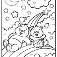 Care Bears Stargazing on a Rainbow Hill
