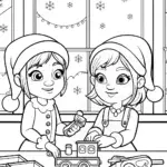 Christmas Adventure of the Imaginative Elves Coloring Page