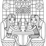 Bratz Dolls at a Retro Diner Coloring Page