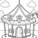 Gingerbread House on a Candy Carousel Coloring Page