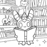 Kuromi’s Adventure in the Enchanted Library Coloring Page