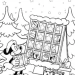 Mickey Mouse Christmas Countdown Coloring Page