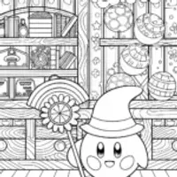 Kirby’s Whimsical Weather Workshop Coloring Page